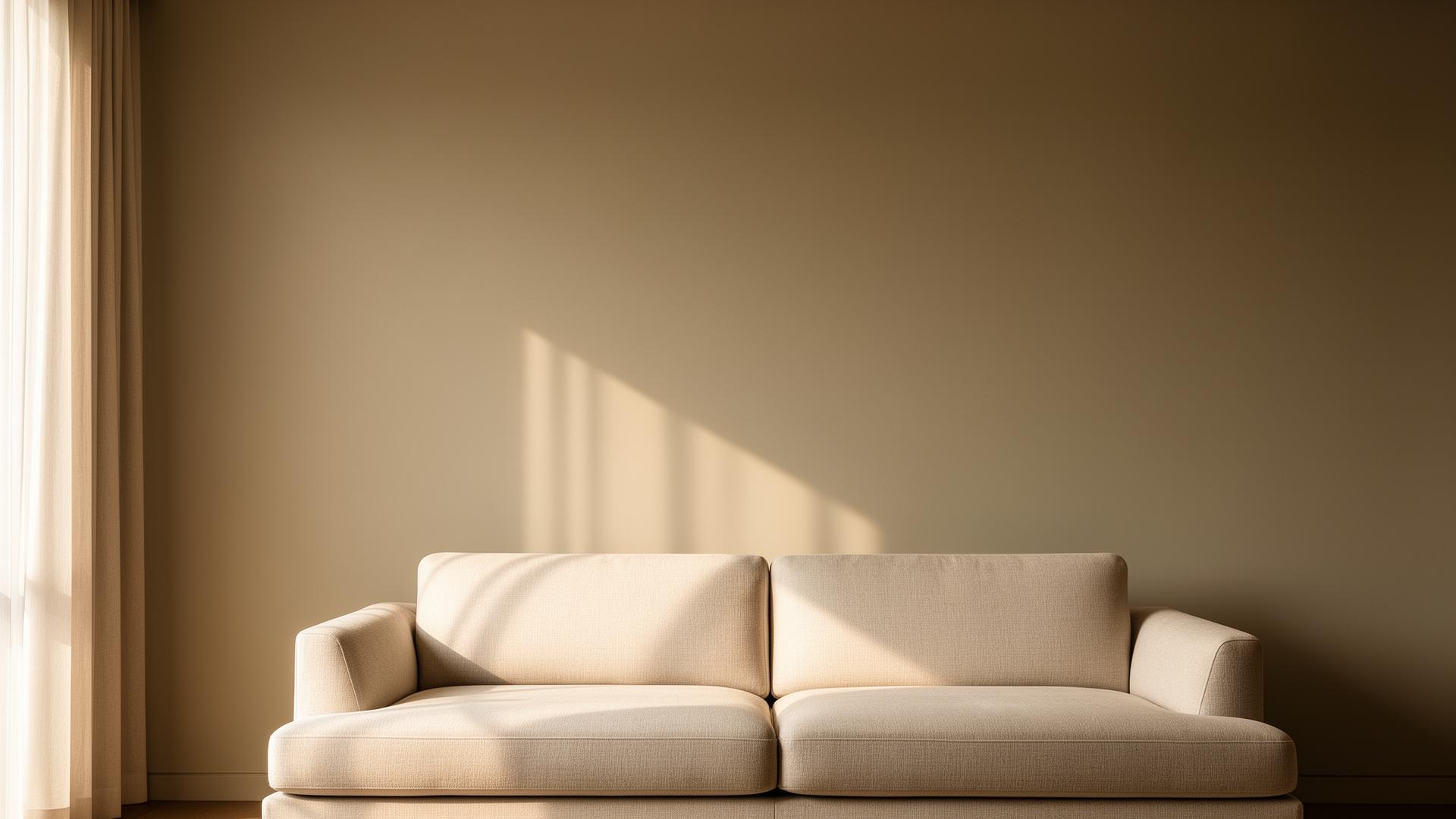 Warm putty Zinsser eggshell room in a Singapore residence — full living context, soft daylight